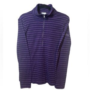 COLUMBIA Size M Purple Striped Half Zip Glacial Fleece III